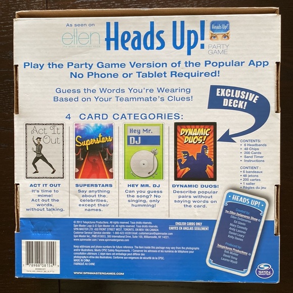 Spin Master Heads Up Party Game‎ - NIB - Picture 3 of 5